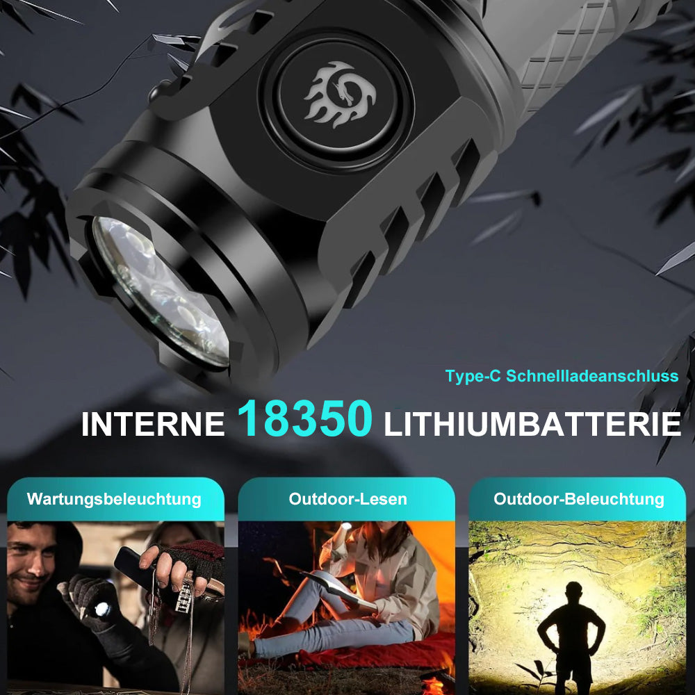 🔋🔦Three-Eyed Monster Mini Taschenlampe – Ultrastark, kompakt & wiederaufladbar