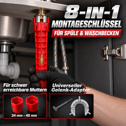 🛠️ 8-in-1 Universal Wasserhahn-Schlüssel – Multifunktionswerkzeug für Küche & Bad