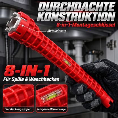 🛠️ 8-in-1 Universal Wasserhahn-Schlüssel – Multifunktionswerkzeug für Küche & Bad