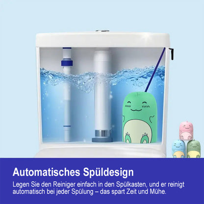 🆙🫧Automatischer WC-Reiniger im süßen Dino-Design – Langzeit Toilettenreiniger für den Spülkasten (Hält bis zu 9 Monate), WC-Duft gegen Kalk & Gerüche (Ozean/Jasmin/Pfirsich)