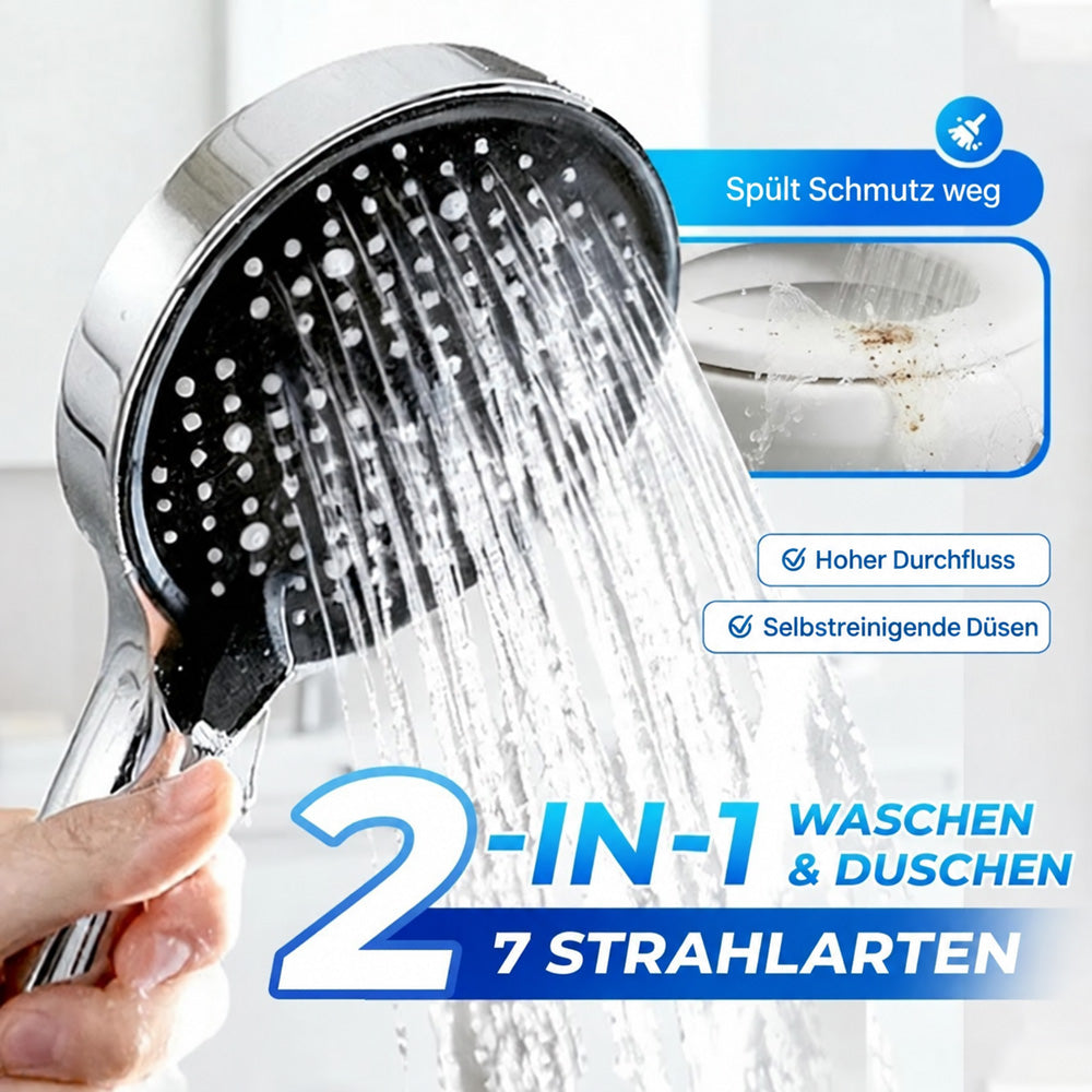 🚿 2-in-1 Hochdruck Duschkopf – 7 Modi für Dusche & Reinigung