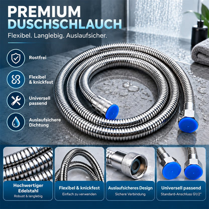 🆙🚿 Verbesserter 1,5 m Edelstahl Duschschlauch – Auslaufsicher & Robust