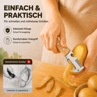 ✨ 3-in-1 Multifunktions-Gemüseschäler aus Edelstahl – Schälen, Schneiden & Hobeln