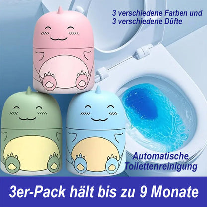 🆙🫧Automatischer WC-Reiniger im süßen Dino-Design – Langzeit Toilettenreiniger für den Spülkasten (Hält bis zu 9 Monate), WC-Duft gegen Kalk & Gerüche (Ozean/Jasmin/Pfirsich)
