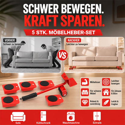Möbelheber-Set 5-teilig – Schwere Möbel einfach anheben & verschieben