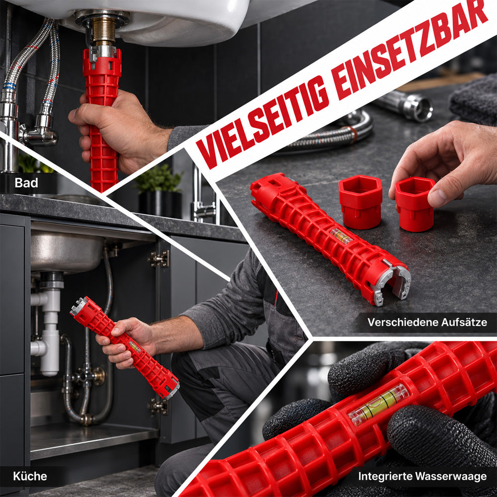🛠️ 8-in-1 Universal Wasserhahn-Schlüssel – Multifunktionswerkzeug für Küche & Bad