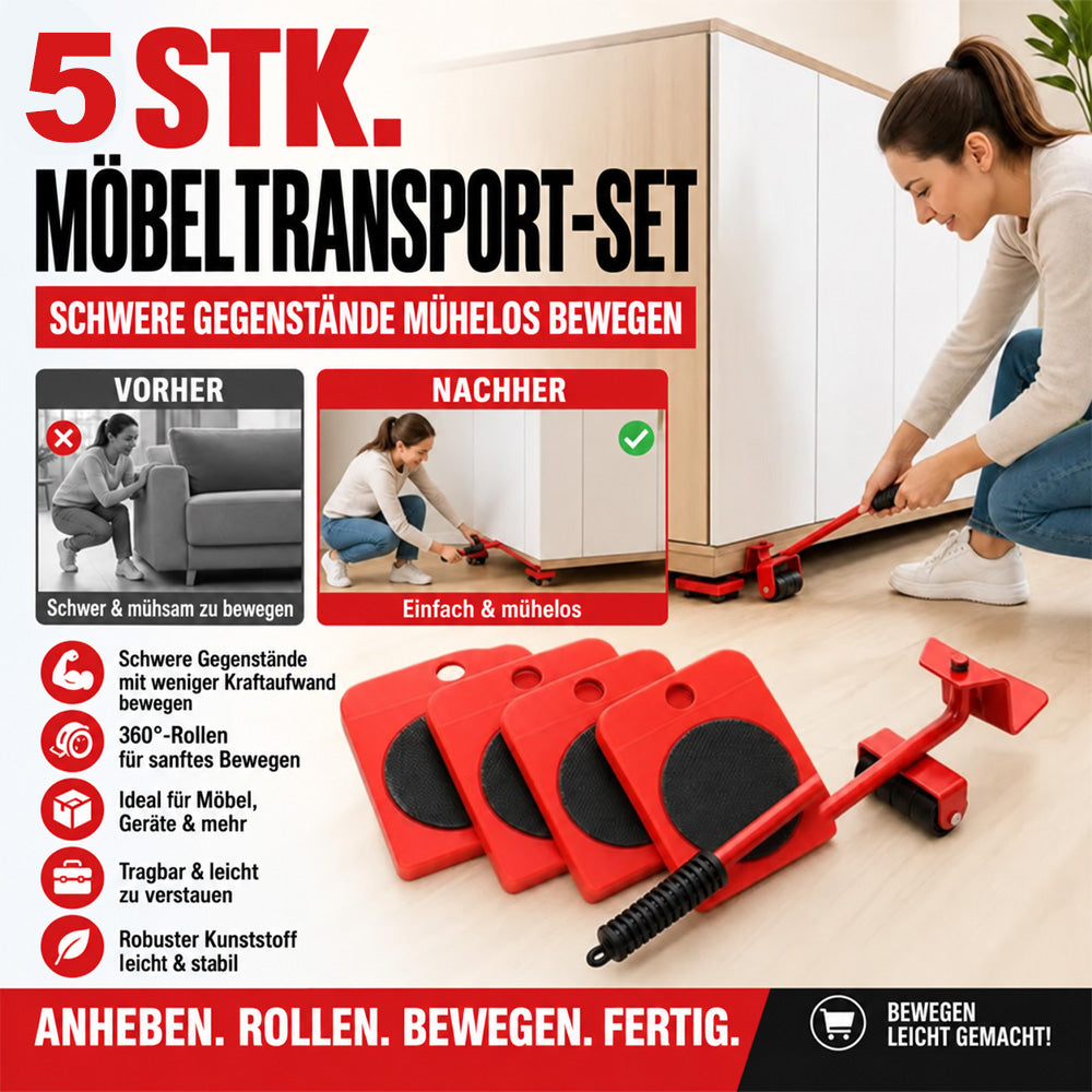 Möbelheber-Set 5-teilig – Schwere Möbel einfach anheben & verschieben