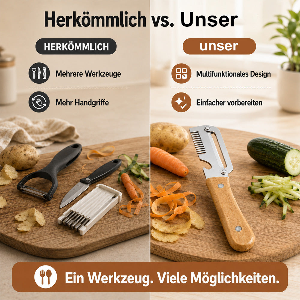 ✨ 3-in-1 Multifunktions-Gemüseschäler aus Edelstahl – Schälen, Schneiden & Hobeln