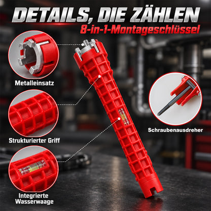 🛠️ 8-in-1 Universal Wasserhahn-Schlüssel – Multifunktionswerkzeug für Küche & Bad