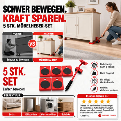Möbelheber-Set 5-teilig – Schwere Möbel einfach anheben & verschieben