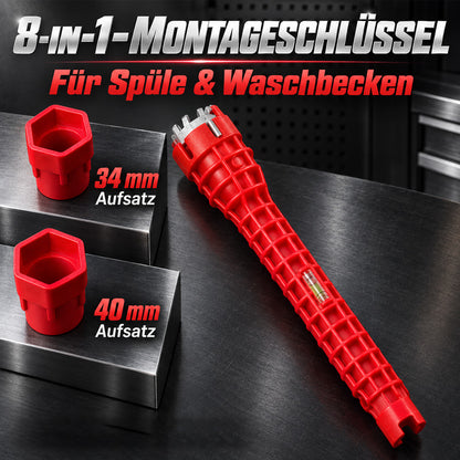 🛠️ 8-in-1 Universal Wasserhahn-Schlüssel – Multifunktionswerkzeug für Küche & Bad