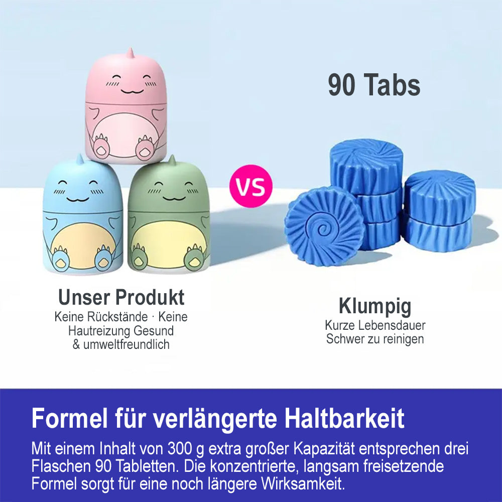 🆙🫧Automatischer WC-Reiniger im süßen Dino-Design – Langzeit Toilettenreiniger für den Spülkasten (Hält bis zu 9 Monate), WC-Duft gegen Kalk & Gerüche (Ozean/Jasmin/Pfirsich)