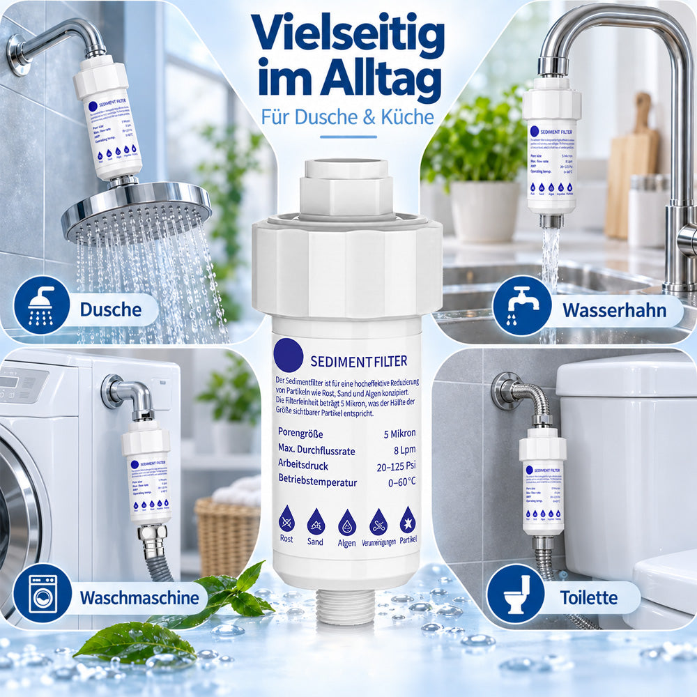 🏠 Wasserfilter für Zuhause – Universal Filter für Dusche, Küche, Wasserhahn & Waschmaschine