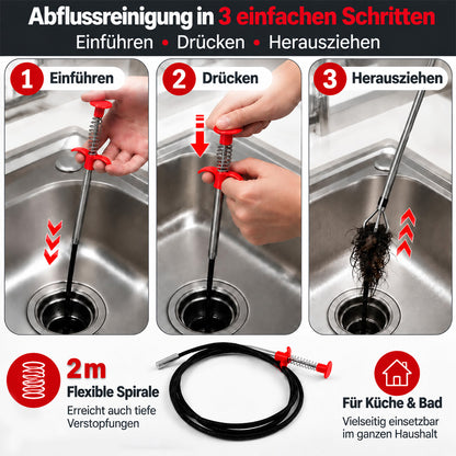 🪠 2M Abfluss-Reinigungsspirale – Entfernt Haare & Verstopfungen