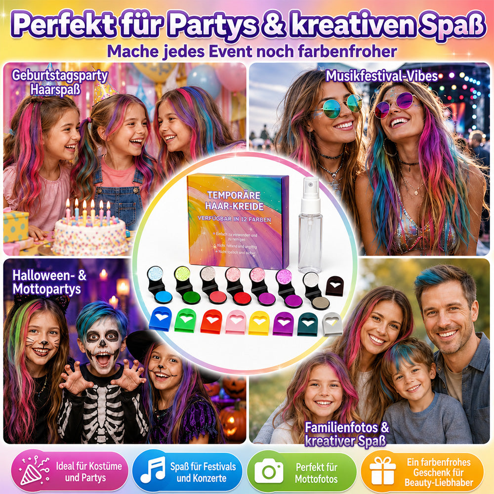 🎨 Sofortige Haarfarben-Magie – Auswaschbares temporäres Haarkreide-Set  ✨
