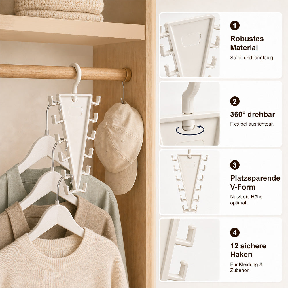 ✨V-förmiger Schrank-Organizer – 12 Haken für mehr Platz