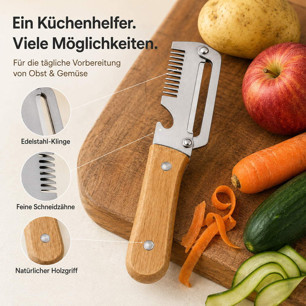 ✨ 3-in-1 Multifunktions-Gemüseschäler aus Edelstahl – Schälen, Schneiden & Hobeln