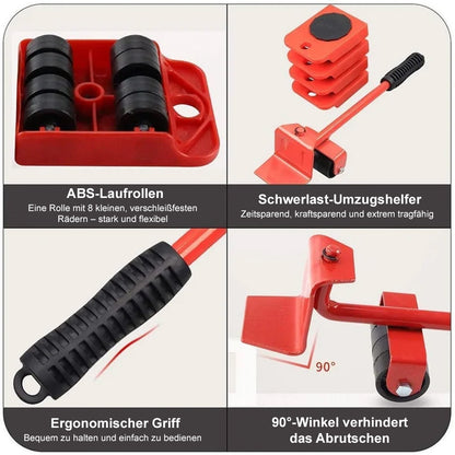 Möbelheber-Set 5-teilig – Schwere Möbel einfach anheben & verschieben